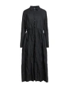 Hache Woman Midi Dress Black Size 8 Virgin Wool, Metallic Fiber In Black