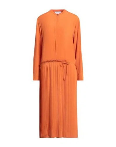 Hache Woman Midi Dress Orange Size 6 Acetate, Silk