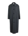 Hache Woman Overcoat & Trench Coat Charcoal Size 6 Polyester, Virgin Wool, Elastane In Gray