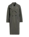 Hache Woman Overcoat & Trench Coat Military Green Size 8 Cotton, Polyester In Pink