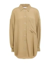 Hache Woman Shirt Military Green Size 2 Acetate, Silk In Brown