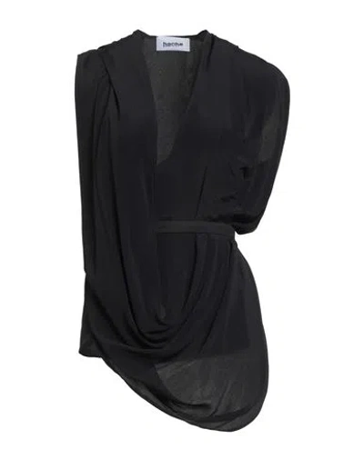 Hache Woman Top Black Size 10 Acetate, Silk