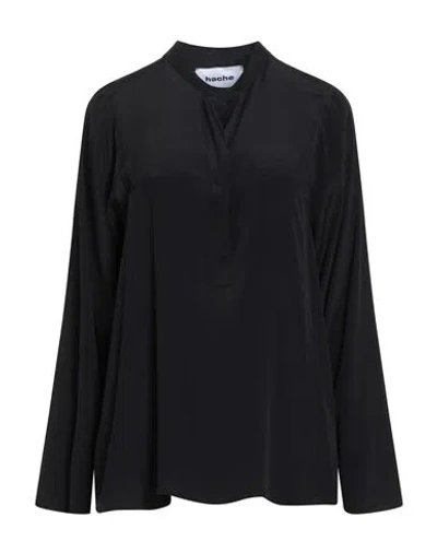 Hache Woman Top Black Size 10 Acetate, Silk