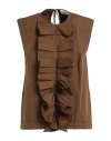 Hache Woman Top Chocolate Brown Size 8 Cotton In Brown