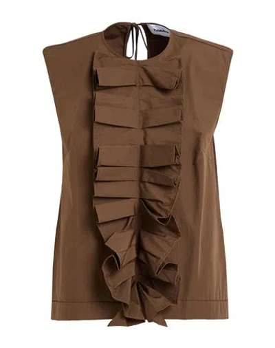 Hache Woman Top Chocolate Brown Size 8 Cotton