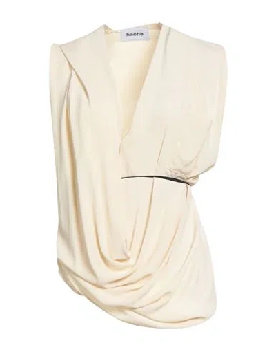 Hache Woman Top Ivory Size 10 Acetate, Silk In Neutral