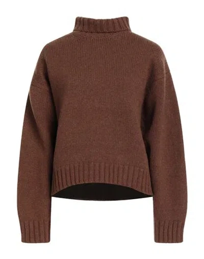 Hache Woman Turtleneck Chocolate Brown Size 8 Wool, Cashmere