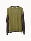 Hache Women's Trio Sweater In Green In Green