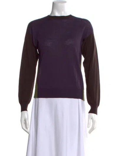 Pre-owned Hache Wool Colorblock Pattern Sweater W/ Tags In Purple