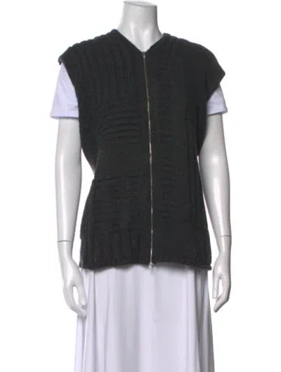 Pre-owned Hache Wool Open Front Sweater In Black