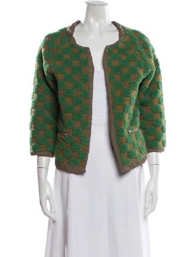 Pre-owned Hache Wool Plaid Print Jacket In Green