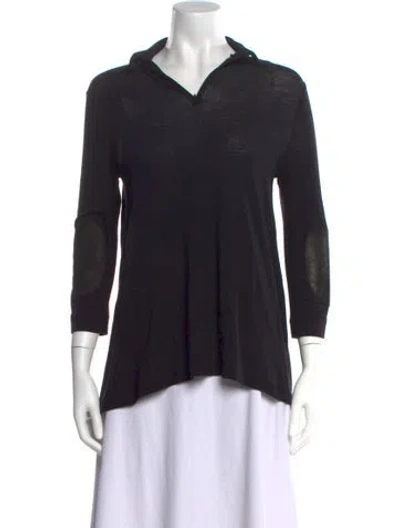Pre-owned Hache Wool Three-quarter Sleeve Top In Black