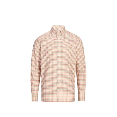 Hackett Chemise Col Américain À Carreaux En Coton In Pink