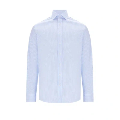 Hackett Striped Cotton Shirt In Blue