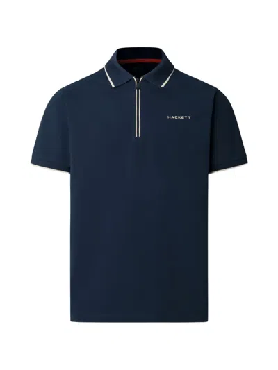 Hackett Contrasting-trim Polo Shirt In Blue
