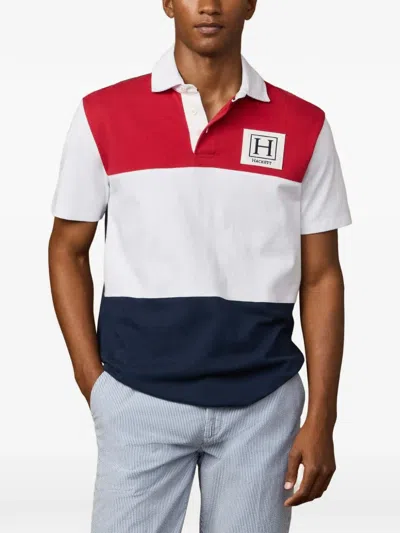 Hackett Colour-blocked Polo Shirt In White