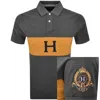 Hackett Crest Panel Polo T Shirt Grey In Gray