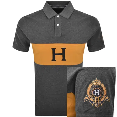 Hackett Crest Panel Polo T Shirt Grey In Gray