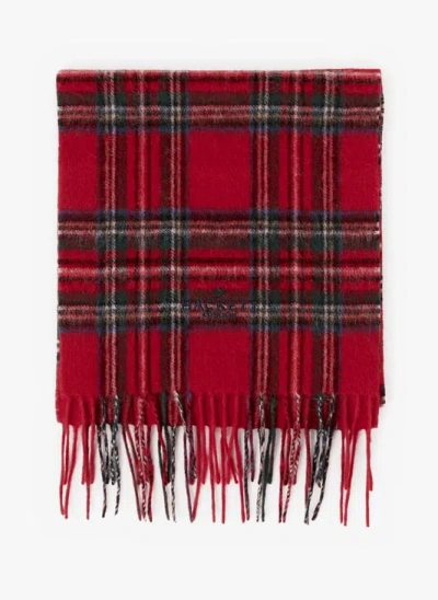 Hackett Echarpe À Carreaux En Laine Et Cachemire In Red