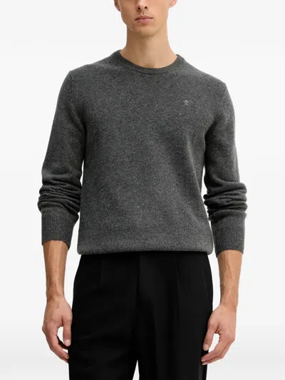 Hackett Embroidered Crew-neck Sweater In Gray