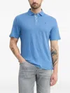 Hackett Embroidered-logo Linen Polo Shirt In Blue