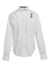 Hackett Embroidered-patch Long-sleeve Shirt In White