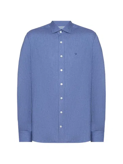 Hackett Flannel-tape Shirt In Blue
