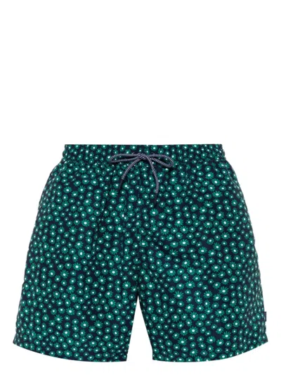 Hackett Floral-print Swim Shorts In Blue