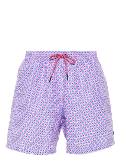 Hackett Floral-print Swim Shorts In Blue