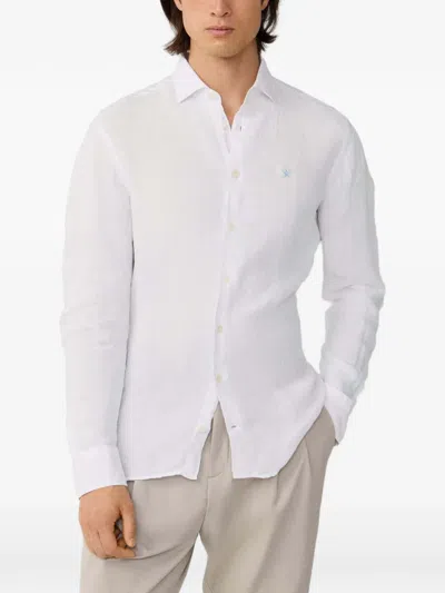 Hackett Garment-dyed Linen Shirt In White