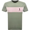 Hackett Heritage Panel T Shirt Green In Green