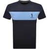Hackett Heritage Panel T Shirt Navy In Blue