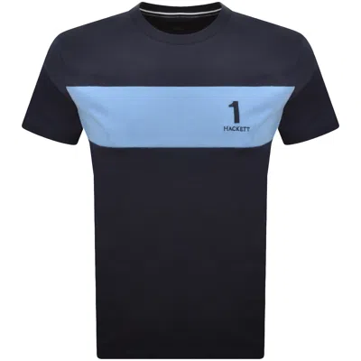 Hackett Heritage Panel T Shirt Navy In Blue