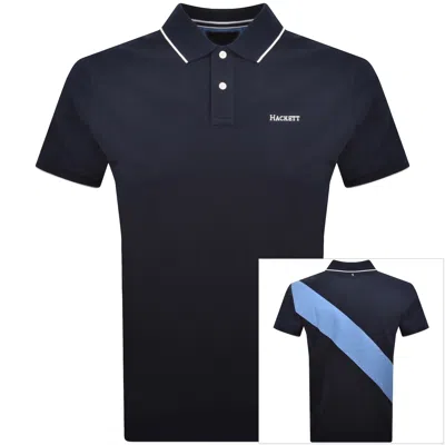 Hackett Heritage Sash Polo T Shirt Navy In Blue