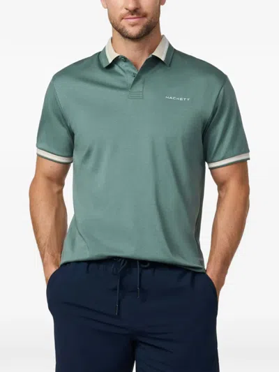 Hackett Hs Club Tipped-trim Polo Shirt In Green