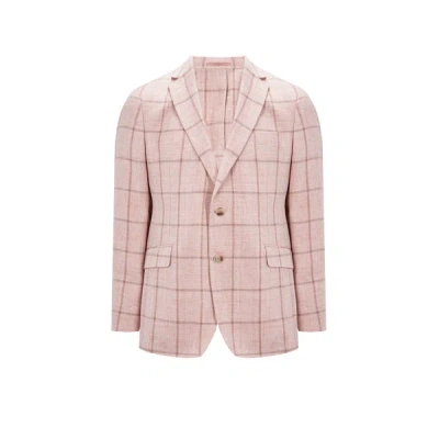 Hackett Linen And Wool Blazer Jacket In Pink