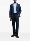 Hackett Linen Two-button Blazer In Blue