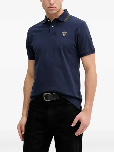 Hackett Logo-appliquéd Polo Shirt In Blue