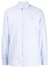 Hackett Logo-embroidered Cotton Shirt In Blue