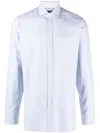 Hackett Logo-embroidered Crepe Cotton Shirt In Blue
