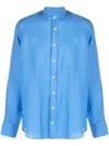 Hackett Logo-embroidered Linen Shirt In Blue