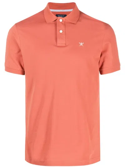 Hackett Logo-embroidered Piqué Cotton Polo Shirt In Orange