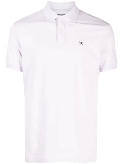 Hackett Logo-embroidered Piqué Cotton Polo Shirt In Purple