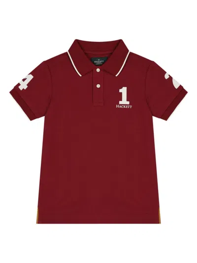 Hackett Kids' Logo-embroidered Polo Shirt In Red