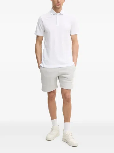 Hackett Logo-embroidered Short-sleeve Polo Shirt In Neutral