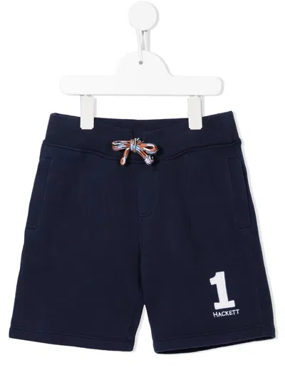 Hackett Kids' Logo-embroidered Shorts In Blue