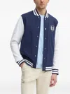 Hackett Logo-patch Bomber Jacket In Blue