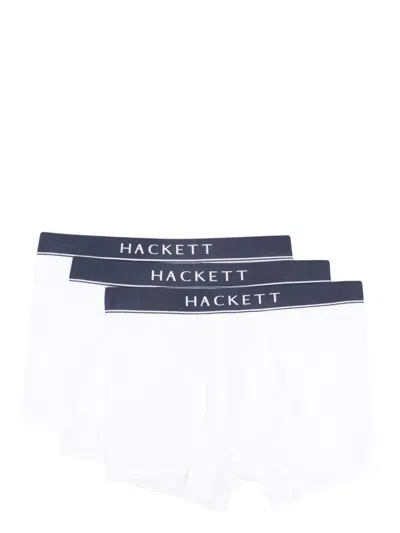 Hackett Logo-waistband Cotton Briefs (pack Of Three) In White