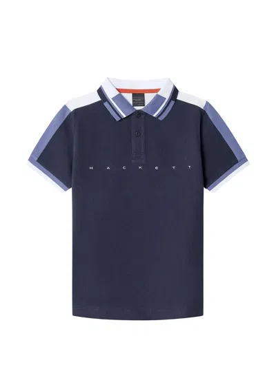 Hackett Kids' Logo-detail Polo Shirt In Blue