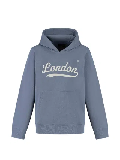Hackett Kids' Logo-embroidered Hoodie In Blue